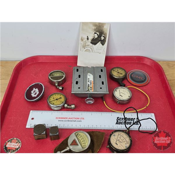 Collector Combo : Vintage Automotive Parts/Gauges & Studebaker Print Blocks (See Pictures for Detail