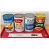 Image 1 : Oil Can Combo (4): ~ Motomaster Supreme Multigrade ~ Elgin Special Long Life Motor Oil ~ Conoco Pola