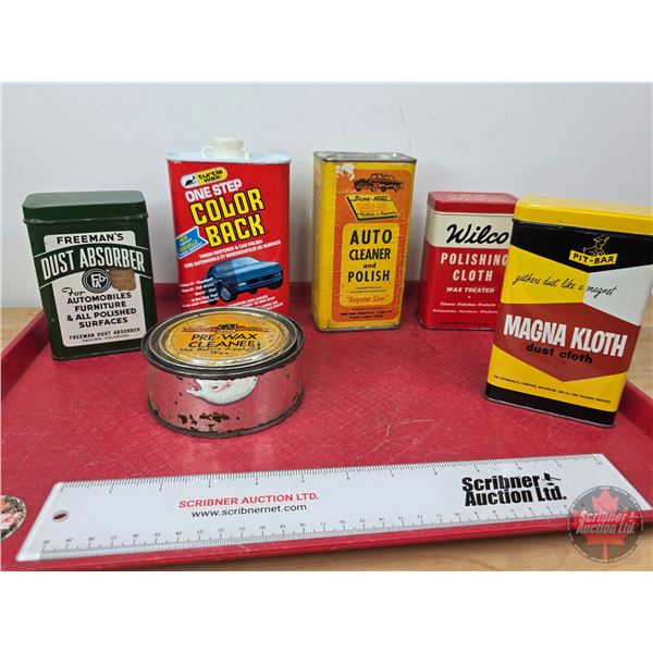 Tin / Can Combo (6): ~ Freeman's Dust Absorber ~ One Step Color Black Turtle Wax ~ Demo-Home Auto Cl