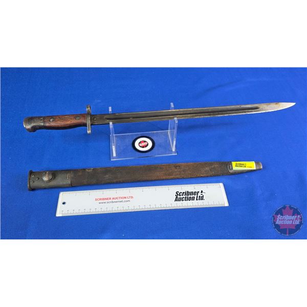 Bayonette with Sheath (Total Measures: 22-3/4"L) (See Pictures for Markings)