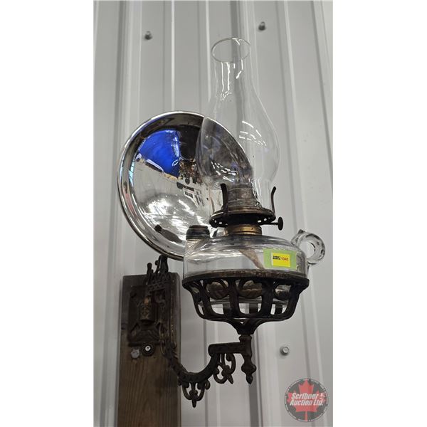 Coal Oil Finger Lamp (Clear Glass) with wall Mount Bracket & Reflector (Approx 17"H)