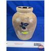 Image 1 : Stoneware Salt Glaze Crock Jar / Vase : Blue Foral (Measures : 9-1/2"H)