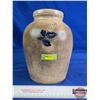Image 2 : Stoneware Salt Glaze Crock Jar / Vase : Blue Foral (Measures : 9-1/2"H)