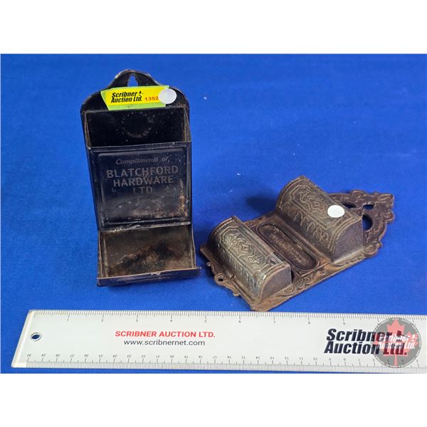 Matchbox Holder (Metal) & Matchstick Holder (Cast Iron)