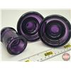 Image 4 : Insulators (3) Purple (Small chip in one) (Largest Measures: 3"H x 3-1/2"Dia)