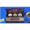Image 3 : Vintage Office Collector Combo : Wood Desk Set with Inkwells/Pens ; Scale ; Ink Bottle / Box (Wood B