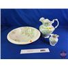 Image 1 : Pitcher & Basin Set (3 pcs) (Note: Basin Crack) (Basin Measures: 17"Dia)