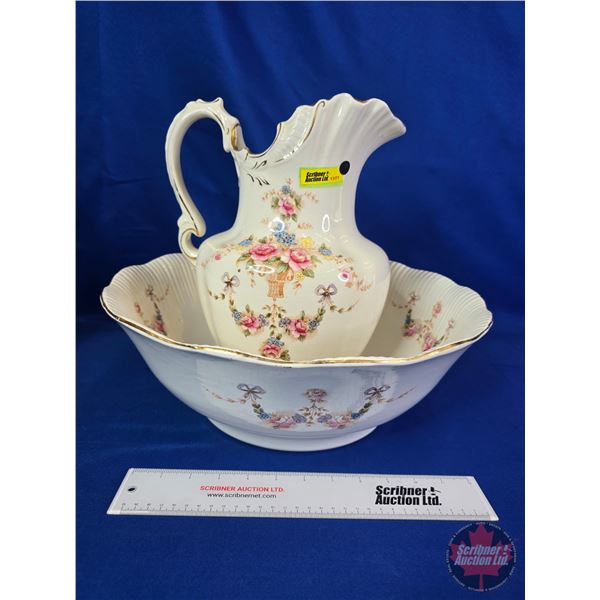 Pitcher & Basin (2pc) : Stoke on Trent (Basin Measures: 16"Dia)