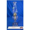Image 2 : Coal Oil Lamp Clear Glass : Correct Burner (Total Measures with Chimney : 17-3/4"H)
