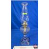 Image 3 : Coal Oil Lamp Clear Glass : Correct Burner (Total Measures with Chimney : 17-3/4"H)