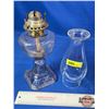 Image 7 : Coal Oil Lamp Clear Glass : Correct Burner (Total Measures with Chimney : 17-3/4"H)