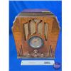 Image 1 : MARCONI Model 49 : Table Top Wood Box Radio : Convex Glass : Wood Knobs (17-1/2"H x 15-1/4"W x 9-3/4