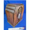 Image 8 : MARCONI Model 49 : Table Top Wood Box Radio : Convex Glass : Wood Knobs (17-1/2"H x 15-1/4"W x 9-3/4