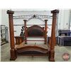Image 2 : King Size Four Post Canopy Bed & Side Tables (2) (Tallest Point Measures: 95"H x 81"W x 99"D) (Moder