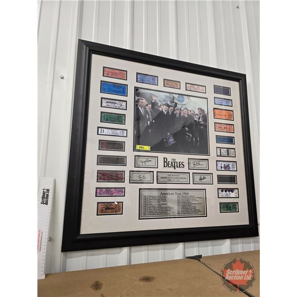 Beatles Ticket Stub Framed Collector Piece : American Invasion Photo ; 1964 American Tour Dates/Plac