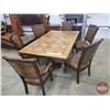 Image 1 : Dining Room Table & Chairs (6 ~ Includes 2 Arm Chairs) Double Pedestal Table : Inlaid Top :  (From 7