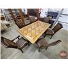 Image 2 : Dining Room Table & Chairs (6 ~ Includes 2 Arm Chairs) Double Pedestal Table : Inlaid Top :  (From 7