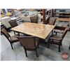 Image 3 : Dining Room Table & Chairs (6 ~ Includes 2 Arm Chairs) Double Pedestal Table : Inlaid Top :  (From 7
