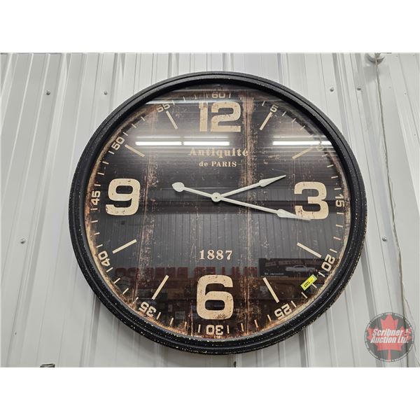 Large Modern Wall Clock "Antiquite de Paris 1887" (Battery Operated) (38-1/2"Dia) (SEE PICS!)