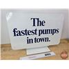 Image 3 : Double Sided Gulf Promotional Counter Top Display Sign : "Get a Gulf Travel Card" & "The Fastest Pum