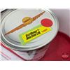 Image 8 : OIL CANS (2) : SHELL ~ Premium Aeroshell Oil W-100 & SHELL ~ Premium Aeroshell Oil W-65