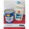 Image 2 : SHELL : Oil Can "Rotella T Multigrade Motor Oil" & Jug "Super Quick Fix Snowmobile Oil"