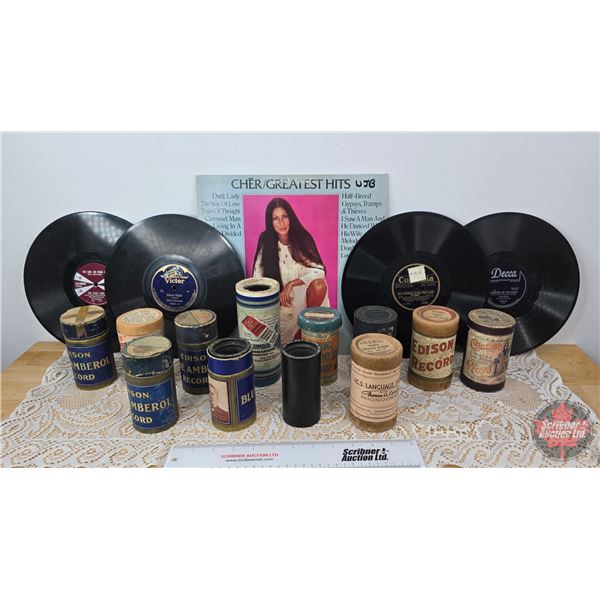 Music Collector Combo : Record Albums (5) & Cylinder Records (12) (SEE PICS!)