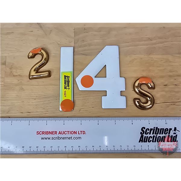 Enamel Numbers : 1 & 4 c/w Plastic #2 & S