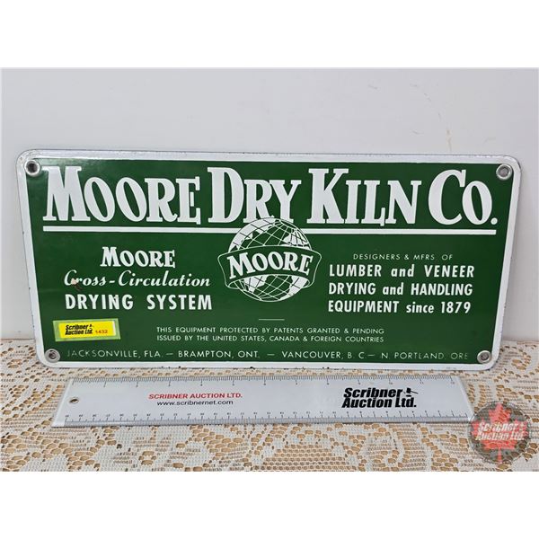 Single Side Porcelain Sign "MOORE DRY KILN CO." (7"H x 14-3/4"W)