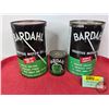 Image 3 : BARDAHL Oil Cans (3) (Smallest One is Full!) + Pencil (Larger Measures: 6-1/2"H x 4"Dia)