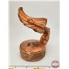 Image 9 : 1928 Esses Flying Lady Rad Cap / Hood Ornaments (Both Have Damage) (Copper Plated Cast) (5"H x 3"W x