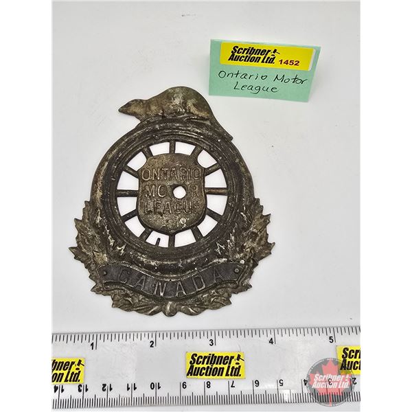 Ontario Motor League Car Badge (c.1920's/30's) (4-1/2" x 3-3/4")