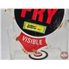 Image 3 : Double Side Porcelain Gas Pump Sign "FRY" Visible (8-1/2"H x 5-1/2"W)