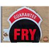 Image 8 : Double Side Porcelain Gas Pump Sign "FRY" Visible (8-1/2"H x 5-1/2"W)