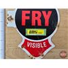 Image 9 : Double Side Porcelain Gas Pump Sign "FRY" Visible (8-1/2"H x 5-1/2"W)