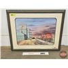 Image 1 : Framed Limited Edition Print : CN Train & Grain Elevators #83/350 (Frame Measures: 20"H x 25"W)