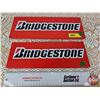 Image 1 : Single Side Tin : BRIDGESTONE : Store Tire Display Signs (2) (4"H x 12-1/2"W)