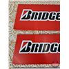 Image 2 : Single Side Tin : BRIDGESTONE : Store Tire Display Signs (2) (4"H x 12-1/2"W)