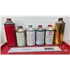 Image 2 : Variety Tin Bottles (6) : Marvel Mystery Oil ; Bowes; Fisk; Gumout; DuPont & Kleen-Flo (Marvel Measu