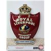Image 2 : ROYAL LIVERPOOL Insurance Group Sign (Plastic Face / Cardboard Back) (w/Orig Box) (13-1/4"H x 9-1/4"