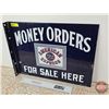 Image 1 : Double Side Porcelain Flange Sign "MONEY ORDERS FOR SALE HERE" "AMERICAN EXPRESS" (Heavy) (13-1/2"H 