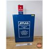 Image 1 : ATLAS Combo: Oil Seals and Wheel Bearings Shop Cabinet & Brake Fluid Tin (Cabinet Measures: 22-1/2"H