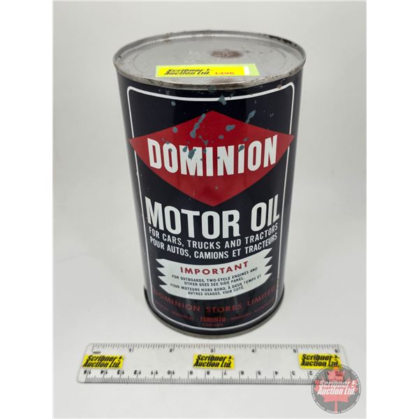 Oil Can : DOMINION Motor Oil (6-1/2"H x 4"Dia)