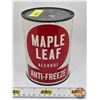 Image 1 : Oil Can : MAPLE LEAF Anti-Freeze (Imperial Quart Can) (5-3/4"H x 4"Dia)