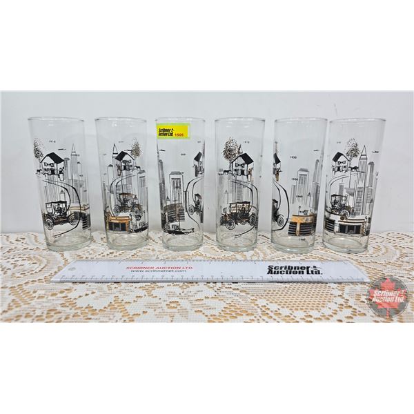 B-A Drinking Glasses (Set of 6) (Evolution of B-A 1910 - 1960) (Each Measures: 6-1/4"H)