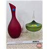 Image 1 : Frosted Glass Pitcher & Candy Dish (Tallest Measures: 13-1/2"H)