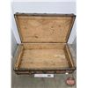 Image 2 : Antique Steam Ship Trunk (No Key) (Leather Strapping Damage) (13"H x 36"W x 21"D)