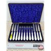 Image 1 : Antique Sterling Silver Fork & Knife Fruit Set (6 Sets) : Hallmarked 1893-92 Birmingham H&T Hillier