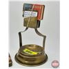 Image 2 : Antique Brass Ashtray w/Attached Matchbox Holder & Brass Vesta