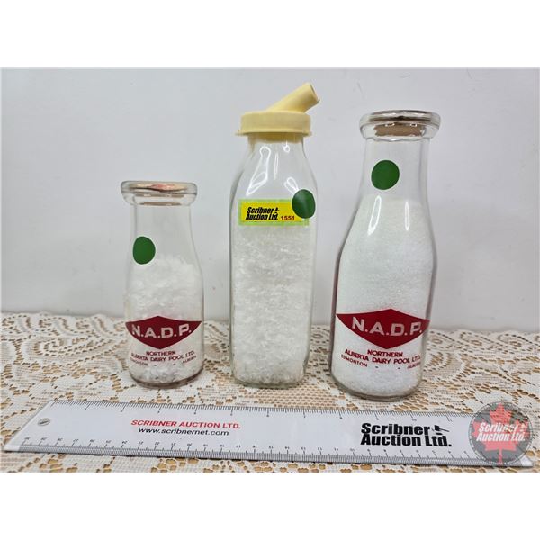 NADP Milk Bottles (3) : 2 Pints & 1/2 Pint   (SEE PICS!)